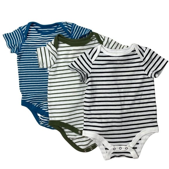 Cat & Jack and Hannah Anderson Set of 3 Short Sleeves Onesies Stripped Print 3-6 - Picture 1 of 3